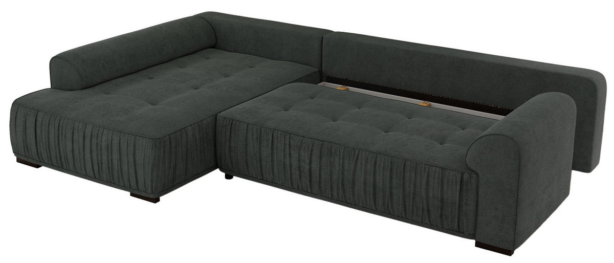 ECKSOFA ORTA Dunkelgrau Stukture - Links - Dunkelgrau/Schwarz, Textil (325/200cm) - MKS