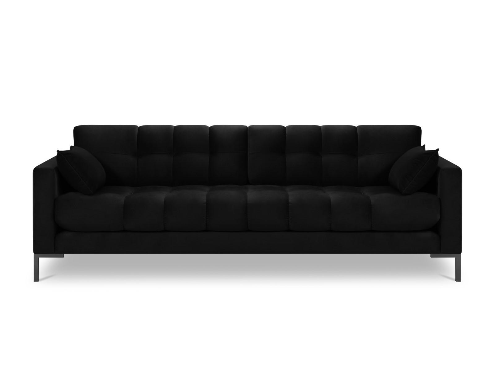 SOFA Mamaia aus Samt schwarz 4 Sitzplätze - Schwarz, Textil (92/75/217cm) - Micadoni