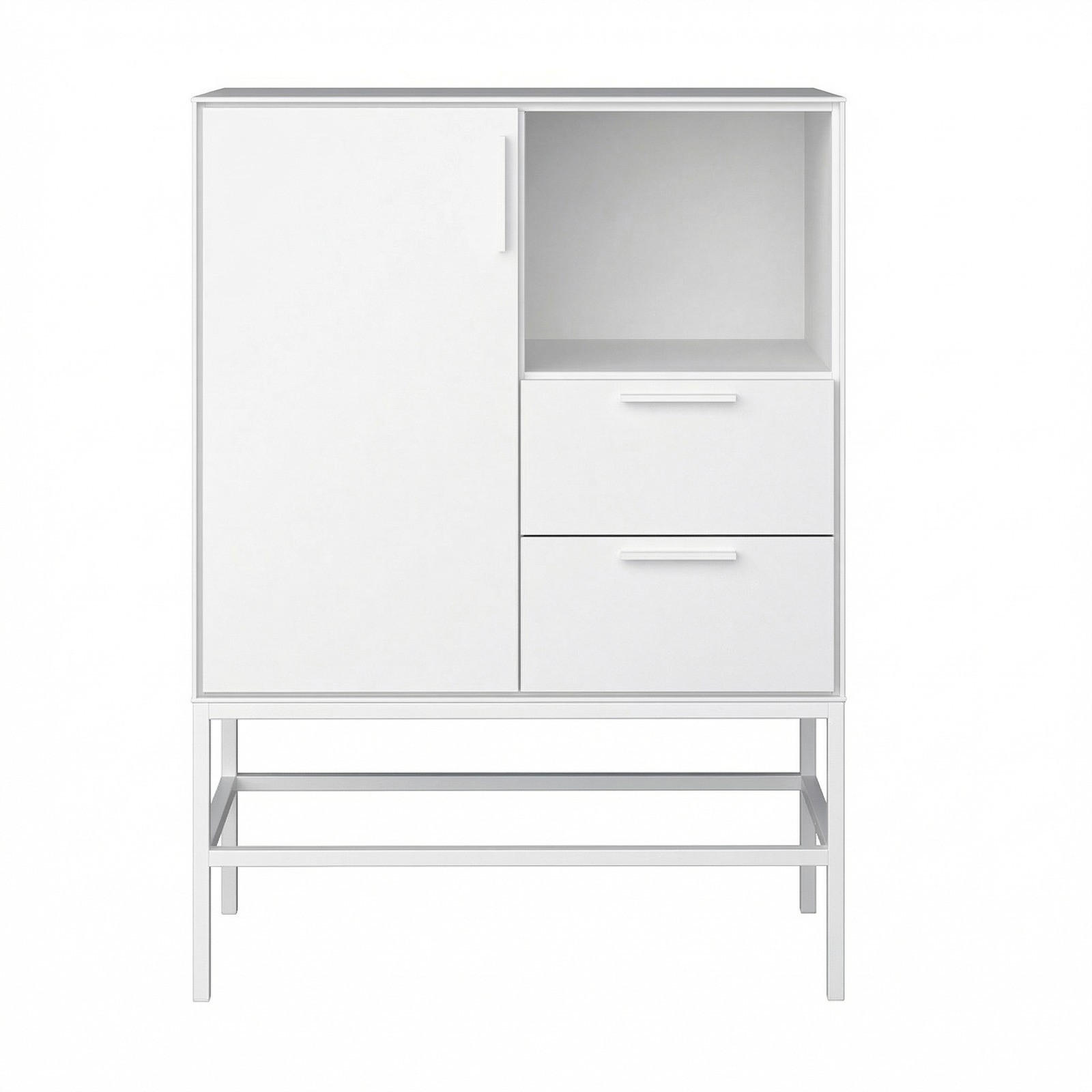 SIDEBOARD Ravn Weiß lackiert 80/42/111 cm - Weiß, Holzwerkstoff (80/111/42cm) - ebuy24
