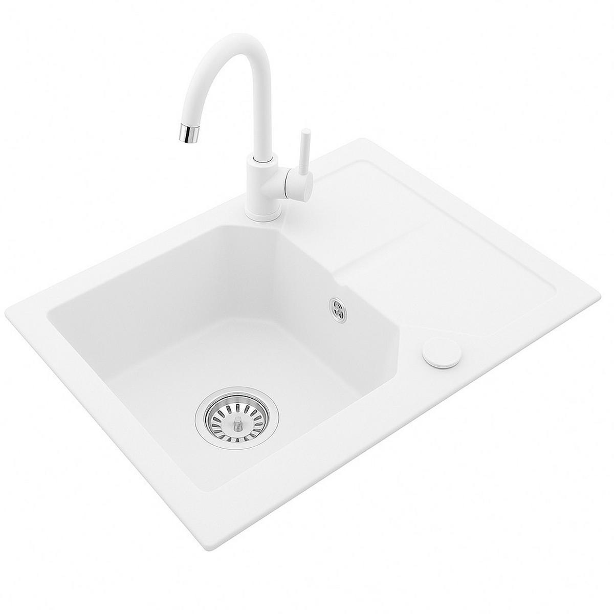 GRANITSPÜLE KKO weiss 600x435mm - Weiß, Holzwerkstoff (43/17/43cm) - roe furniture