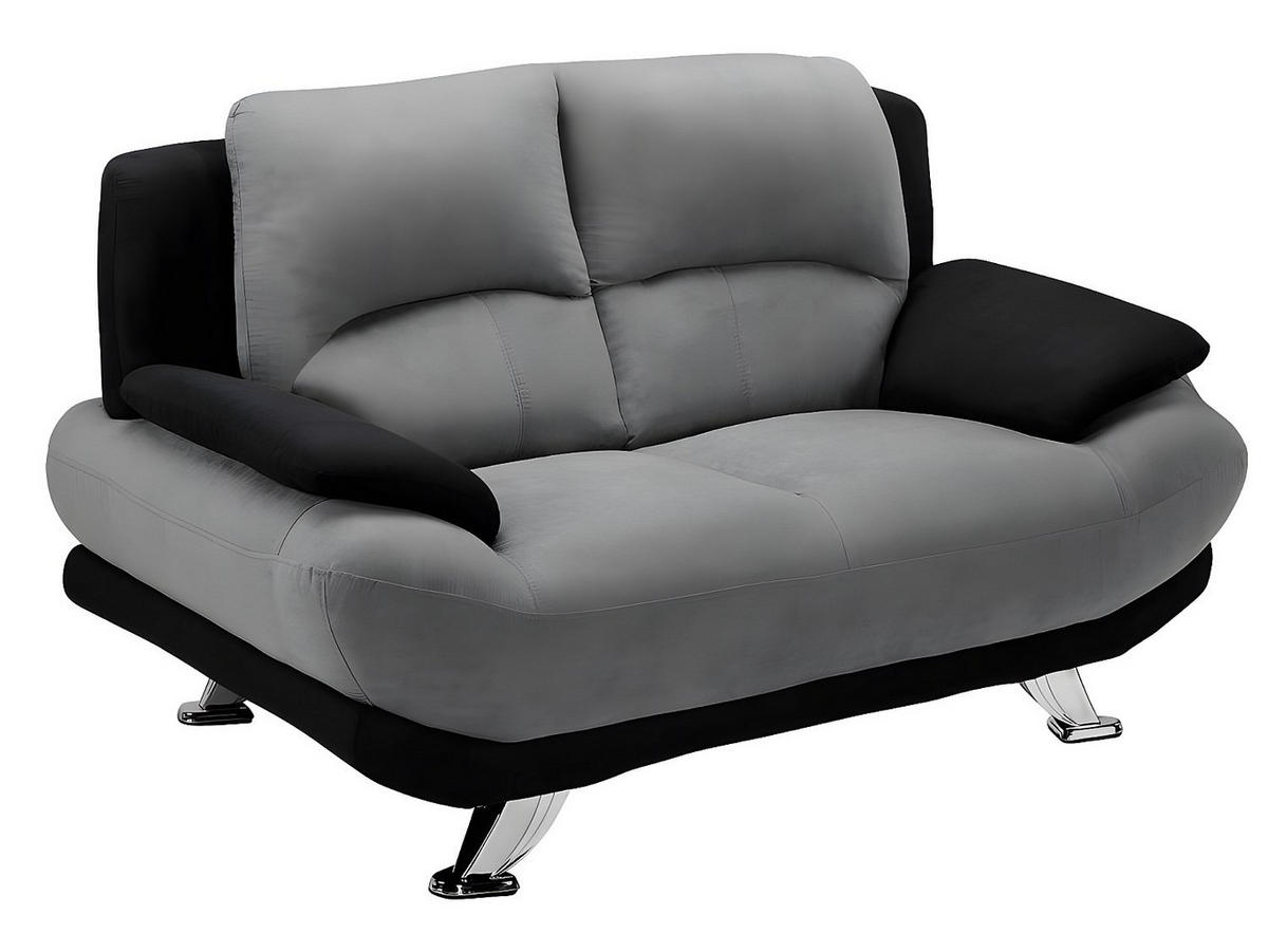 COUCHGARNITUR - 5 Personen - stoff - schwarz, grau Musko - Schwarz, Textil/Metall (200/89/91cm) - Vente-Unique