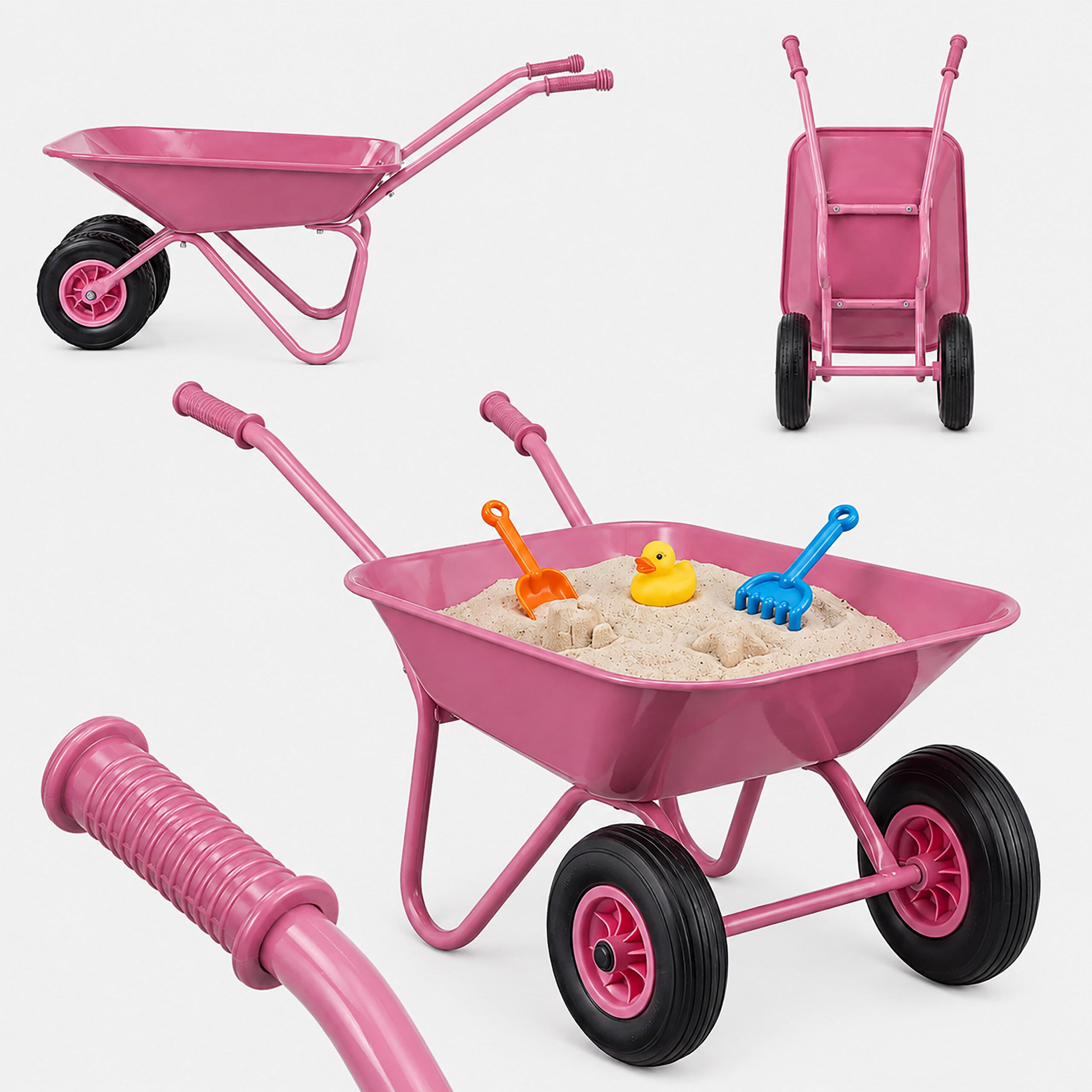 SKOTTKÄRRA Rosa för barn 2 hjul - Rosa, Metall/Plast (74/43/36cm) - Relaxdays