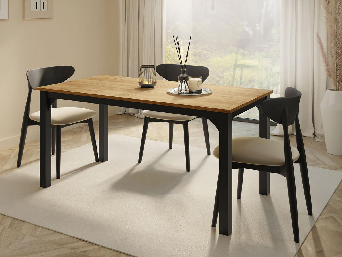 ESSTISCH Focus 160 - Schwarz/Braun, Holzwerkstoff/Metall (90/160/76cm) - MIRJAN24