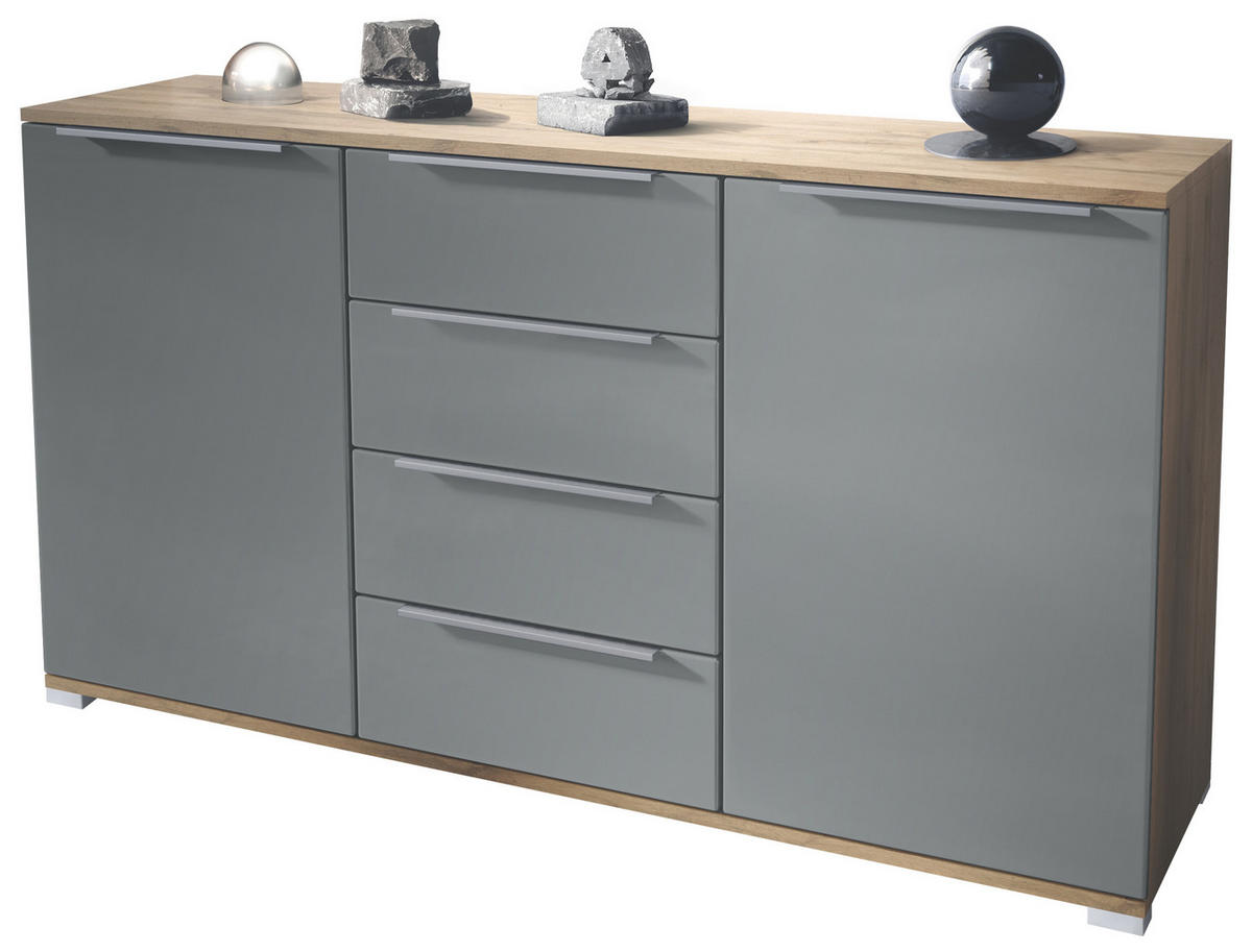 SIDEBOARD Linio Graphit Seidenmatt - Graphitfarben, Holzwerkstoff (138.5/75.5/35cm) - Vladon