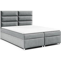 BOXBETT mit Bettkasten Trinity K-4 Bonellfederkern inkl. Topper - Grau, Holz/Holzwerkstoff (140/200cm) - Best For Home