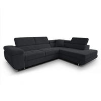 ECKSOFA L Form Konak Schwarz 276/201/90 cm Rechts mit Schlaffunktion - Silberfarben/Schwarz, Textil/Metall (276/203cm) - AX Living