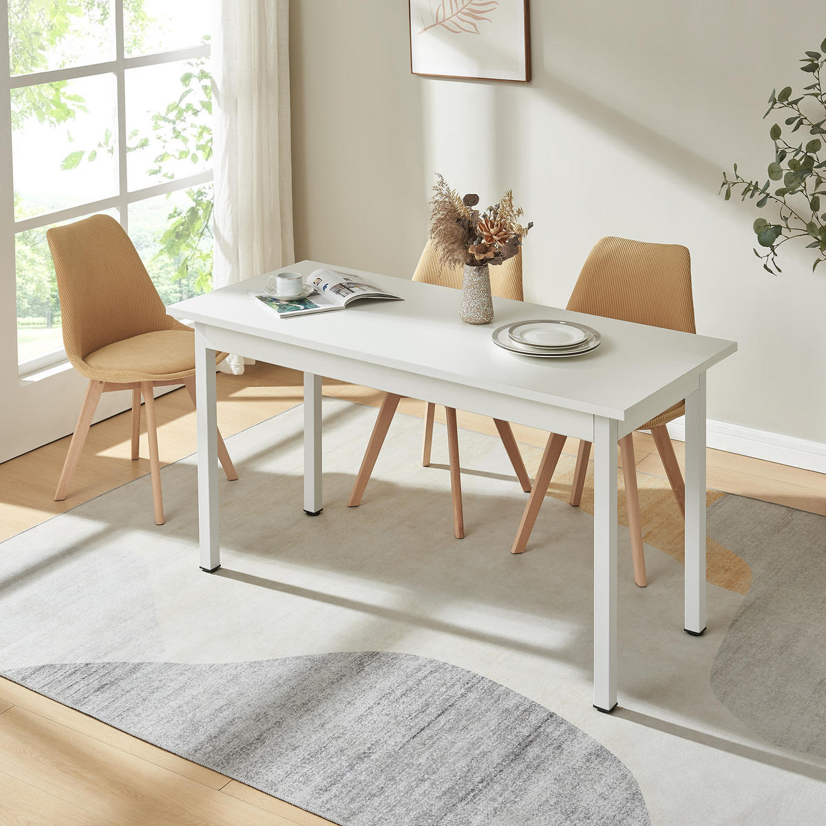 ESSTISCH - Weiß, Holzwerkstoff/Metall (60/140/75cm) - [en.casa]