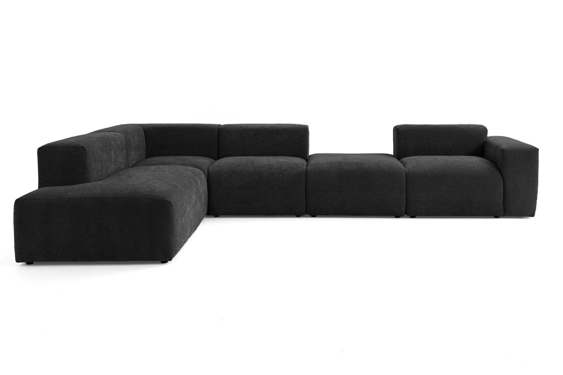 5-SITZER modulares Ecksofa HEAVEN SET 5 Links, Breite 380 cm Webstoff Schwarz - Schwarz, Holz/Kunststoff (380/245cm) - Muffo