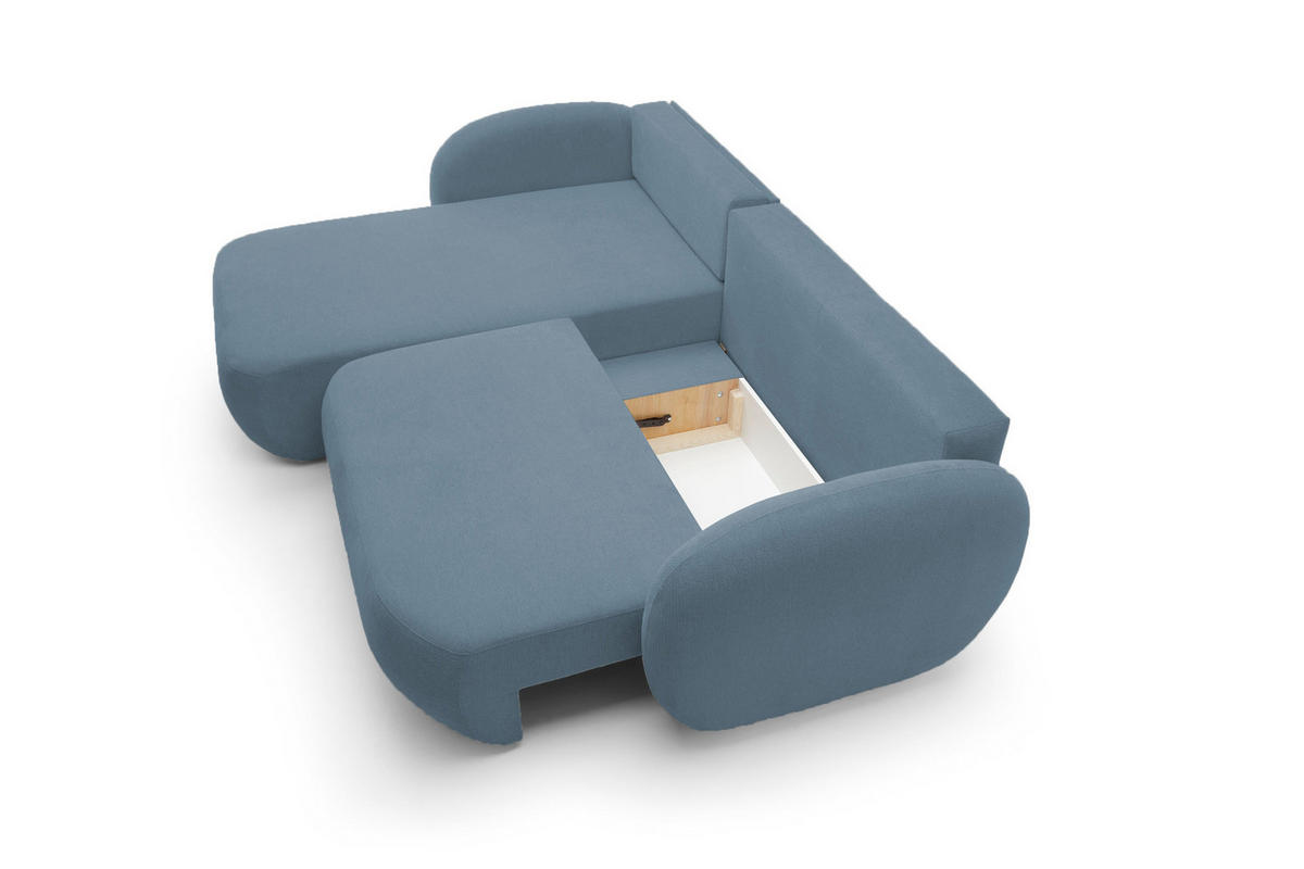 ECKSOFA OLIO L-Form Schlaffunktion mit Bettkasten, lose Rückenkissen, freistehend, LINKS 174x248 cm Light blue - Hellblau, Holz/Textil (174/248cm) - DomoHome
