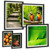 BILDER SET 5er Set - 50x50 cm & 20x30 cm & 40x60 cm Schwarzer Rahmen - Fruchtige Akzente der Tropen - Schwarz, Kunststoff (40/60cm) - TULUP