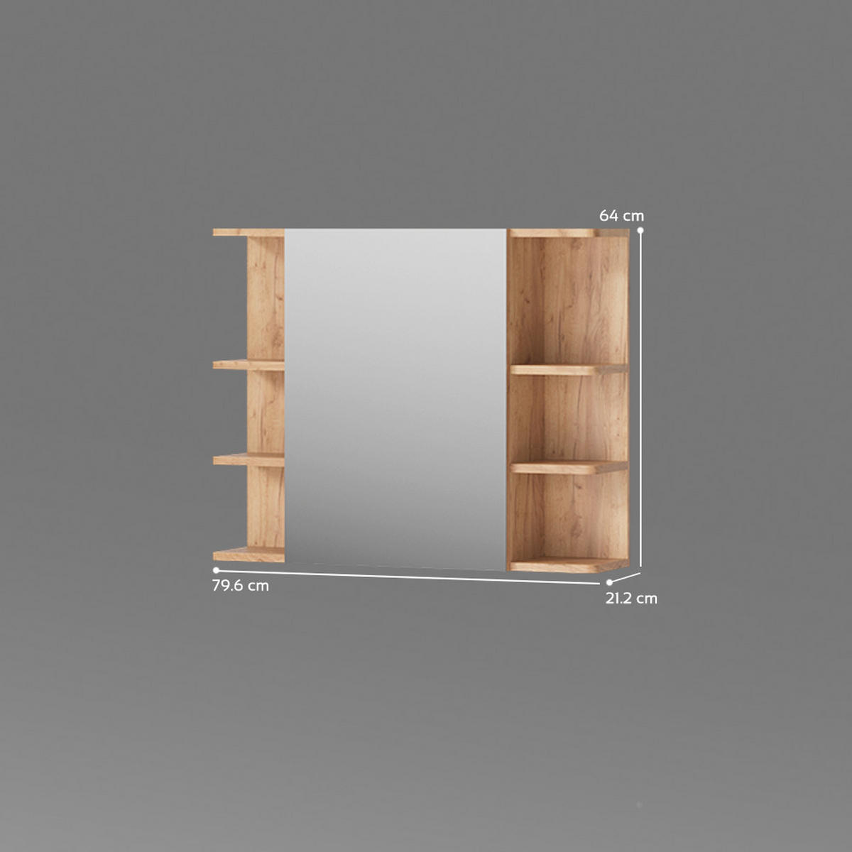 BADSPIEGELSCHRANK Fucino Eiche 79.6 x 64 cm - Eichefarben/Sonoma Eiche, Holzwerkstoff (79.6/64/21.2cm) - Livinity®
