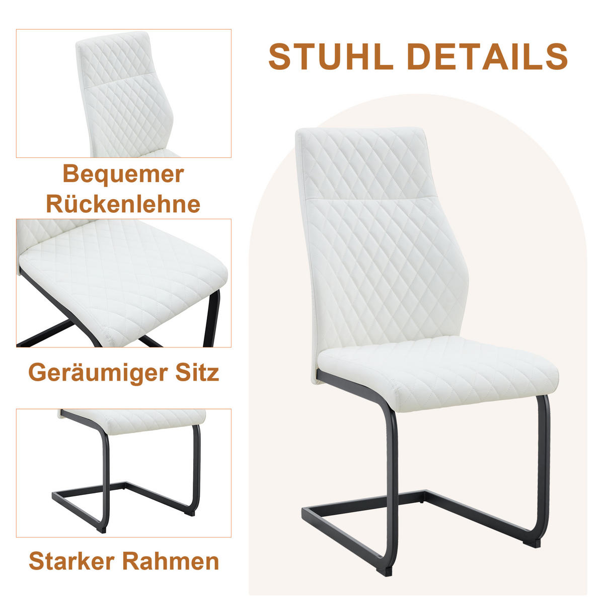 TISCH-STUHL-SET mit Glastisch und 2 Stühlen Schwarz Weiß - Schwarz, Metall (85/76/85cm) - Meubliv