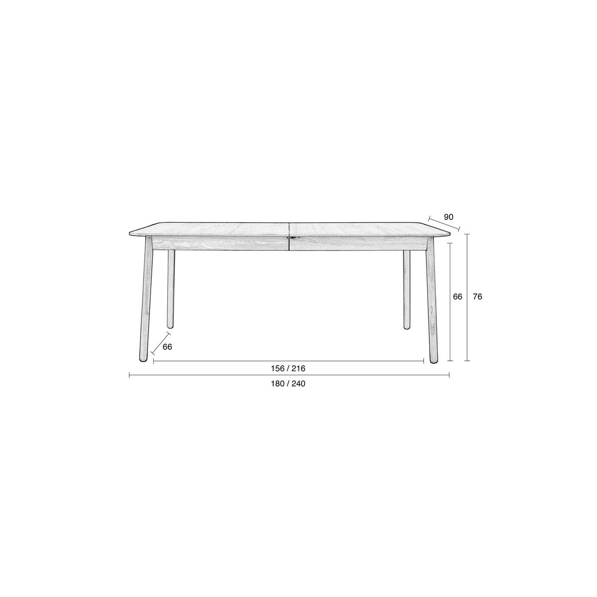 ESSTISCH Glimps Ausziehbarer 180/240x90 cm Natur - Naturfarben, Holz (180/90/76cm) - Zuiver