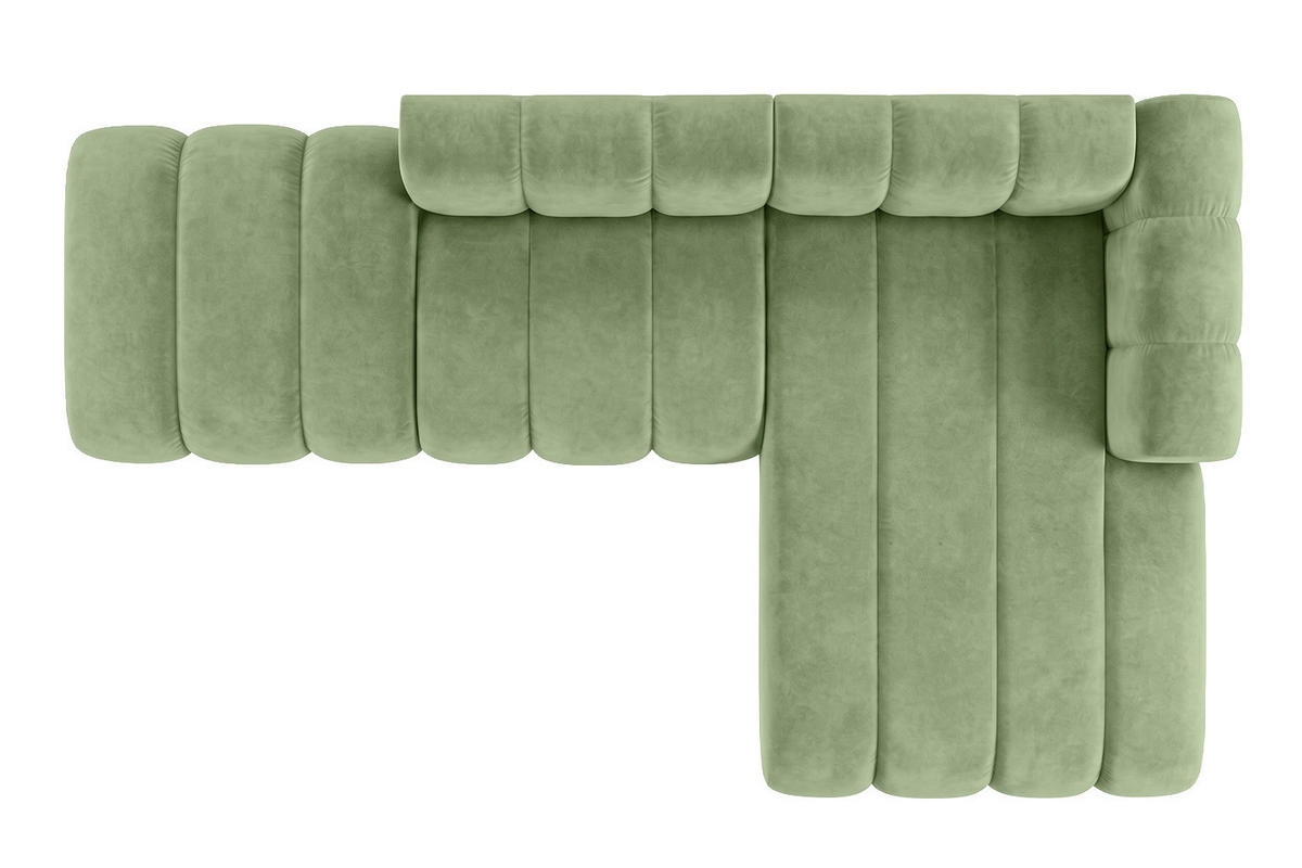 ECKSOFA Modulares In L-Form Mit Hocker, Velvet-Stoff Riviera, Olive, Rechts, GRAND Mini - Grün, Holz (295/179cm) - Kaiser Möbel