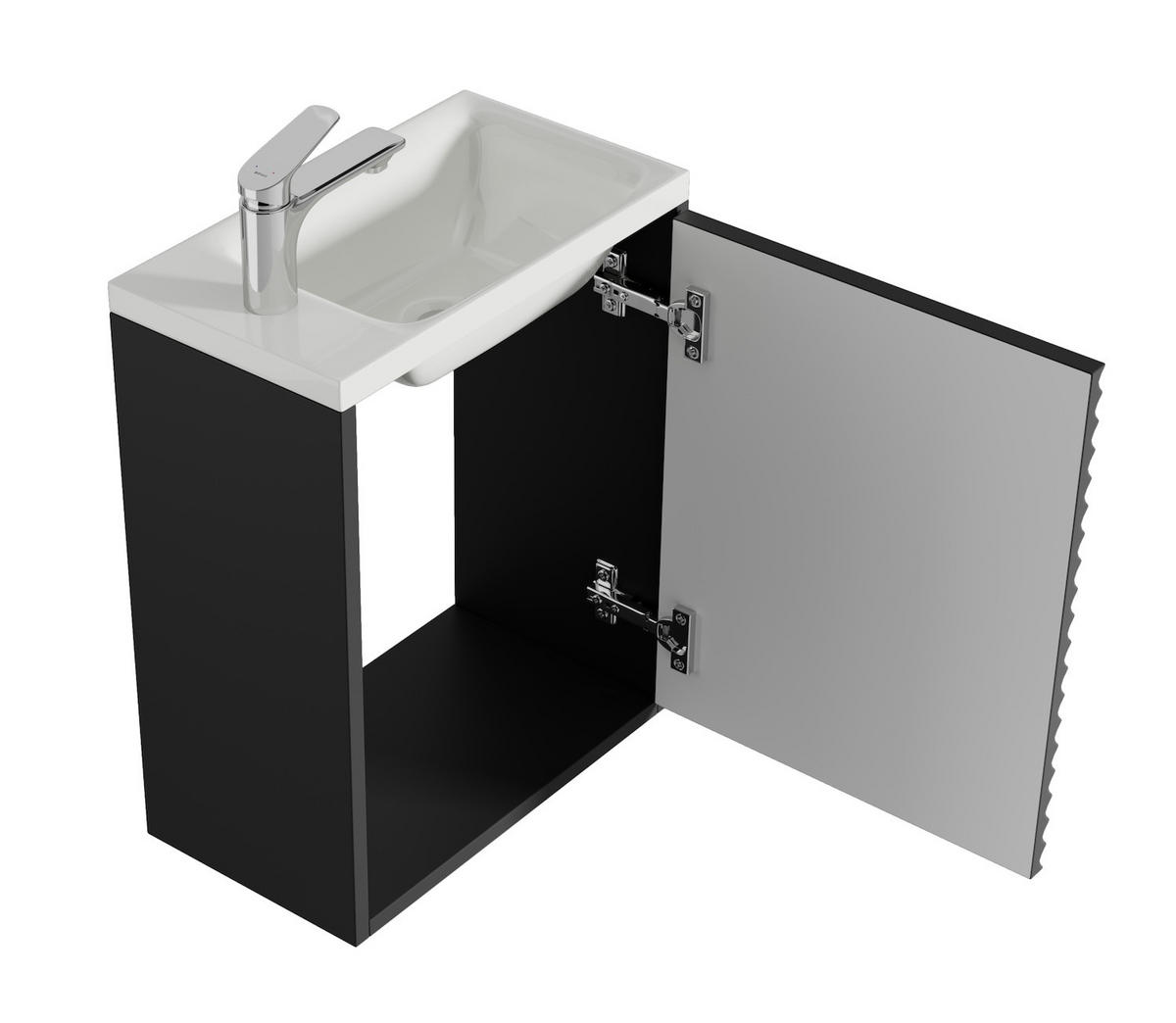 GÄSTE-WC-MÖBELSET Etna 2 Teile Schwarz Matt - 40 x 22 x 52 cm - Schwarz, Holz (40/52/22cm) - Badplaats