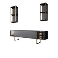 TV-MÖBEL Gold Line Anthrazit-Schwarz - Anthrazit/Schwarz, Holz (180/48/30cm) - Habitat Garten