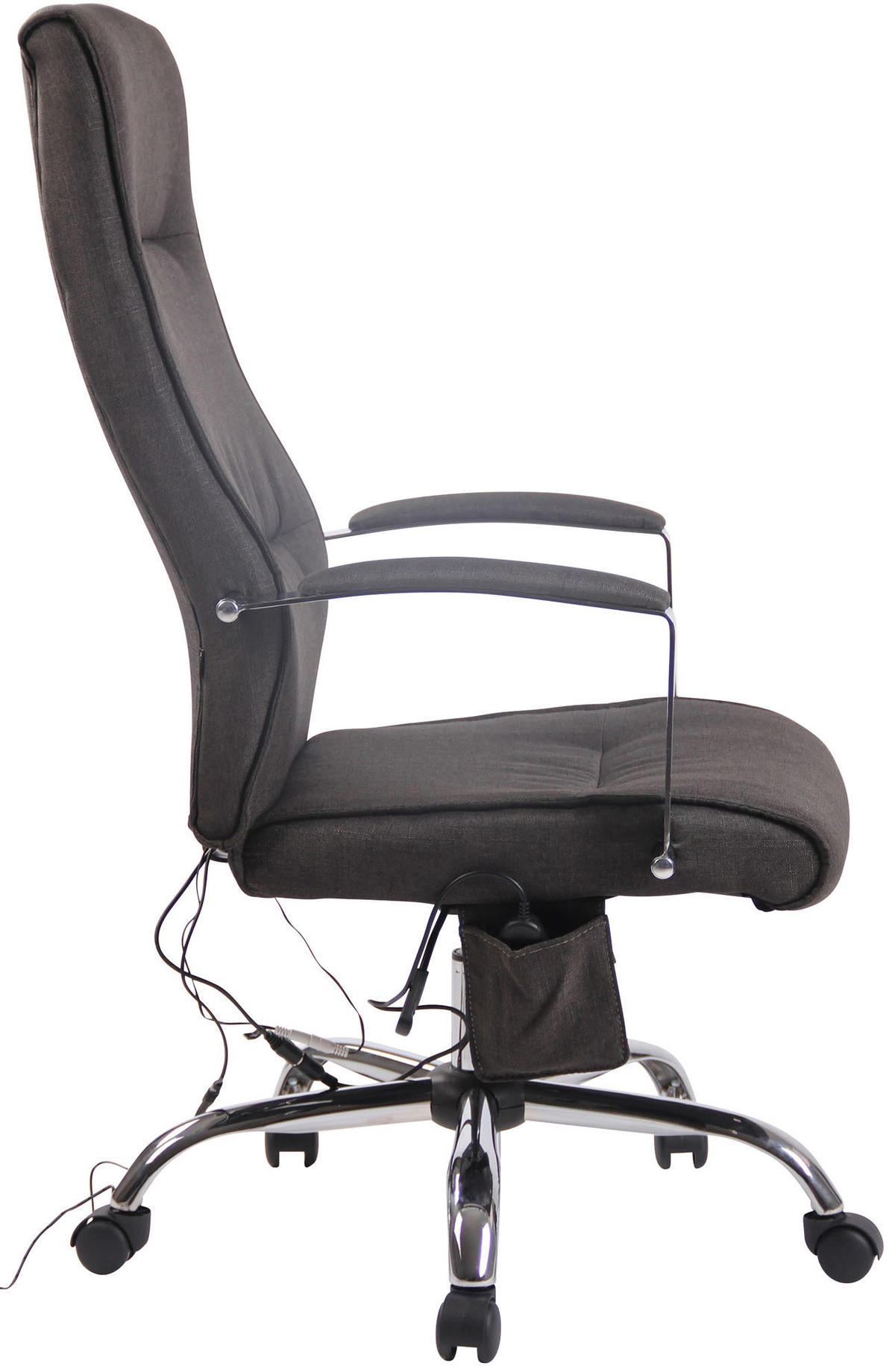 CHEFSESSEL Stoff dunkelgrau - Chromfarben/Dunkelgrau, Textil/Metall (63/114/72cm) - CLP