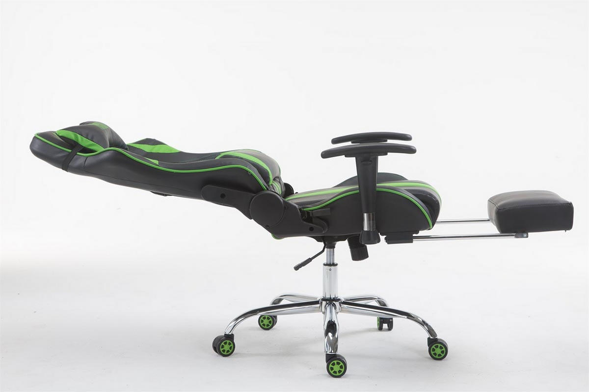 GAMINGSTUHL Limitless-2, Kunstleder mit Fußablage Schwarz/Grün - Grün, Textil/Metall (70/135/58cm) - TPFLiving