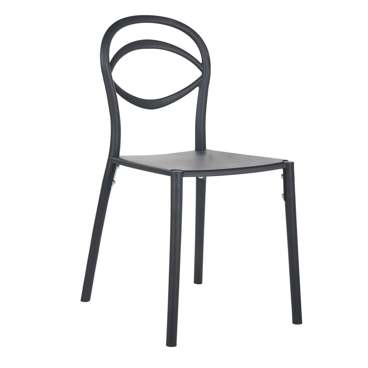 GARTENSTUHL 4er-Set Schwarz Covolo - Schwarz, Kunststoff (50/86/52cm) - Beliani