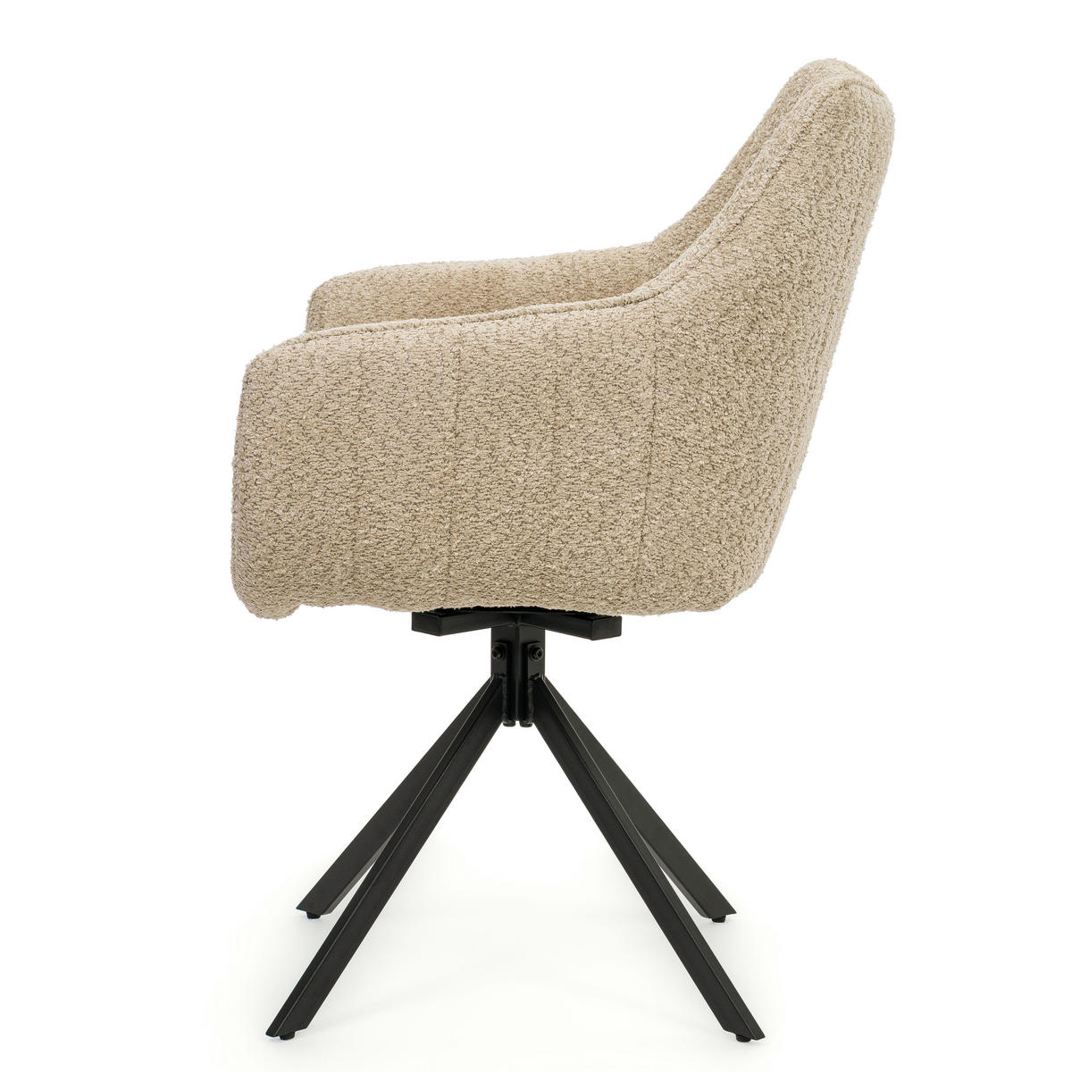 STUHL PIANO drehbar gepolsterter mit Steppung - hellbeige - Boucle - Beige/Schwarz, Textil/Metall (59/88/61cm) - NEW HOME