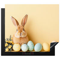 HERDABDECKPLATTE Eier - Kaninchen - Pastellfarbtöne Abdeckung Ceranfeld 58.3x51.3 cm - Hellgelb, Kunststoff (58.3/51.3/0.2cm) - MuchoWow