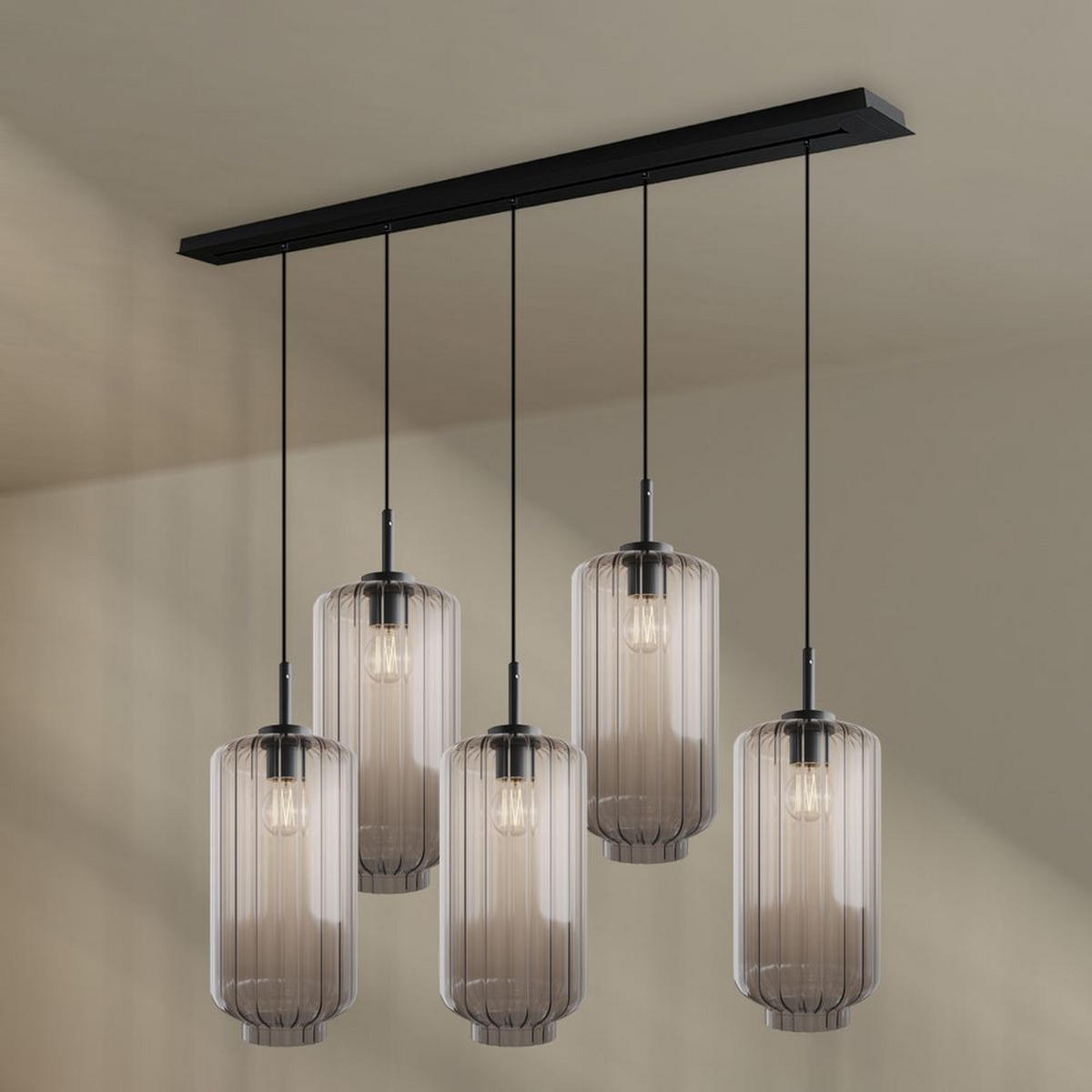 HÄNGELEUCHTE Velo 5-flammig Klar Ø 18cm - Klar/Schwarz, Glas (18/18/33cm) - s.luce