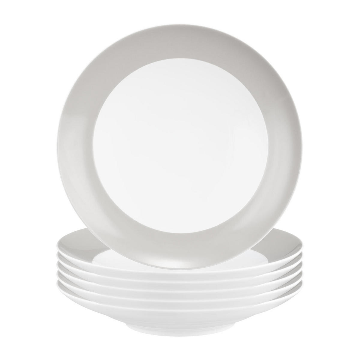 SUPPENTELLER Liberty Pure Colors New Grey ø 23,5 cm 6er Set - Grau, Keramik (23.6cm) - Seltmann Weiden