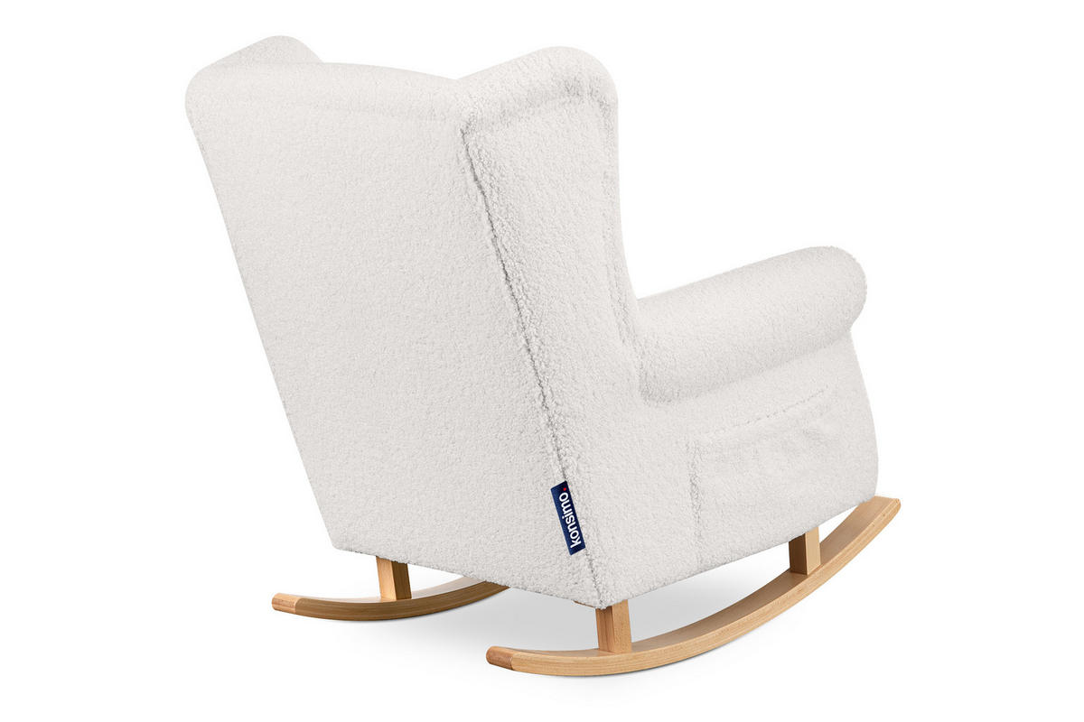 SCHAUKELSESSEL TULES mit Tasche für kleine Gegenstände, Weiß - Eichefarben/Weiß, Eichenholz/Holzwerkstoff (80/105/105cm) - KONSIMO®