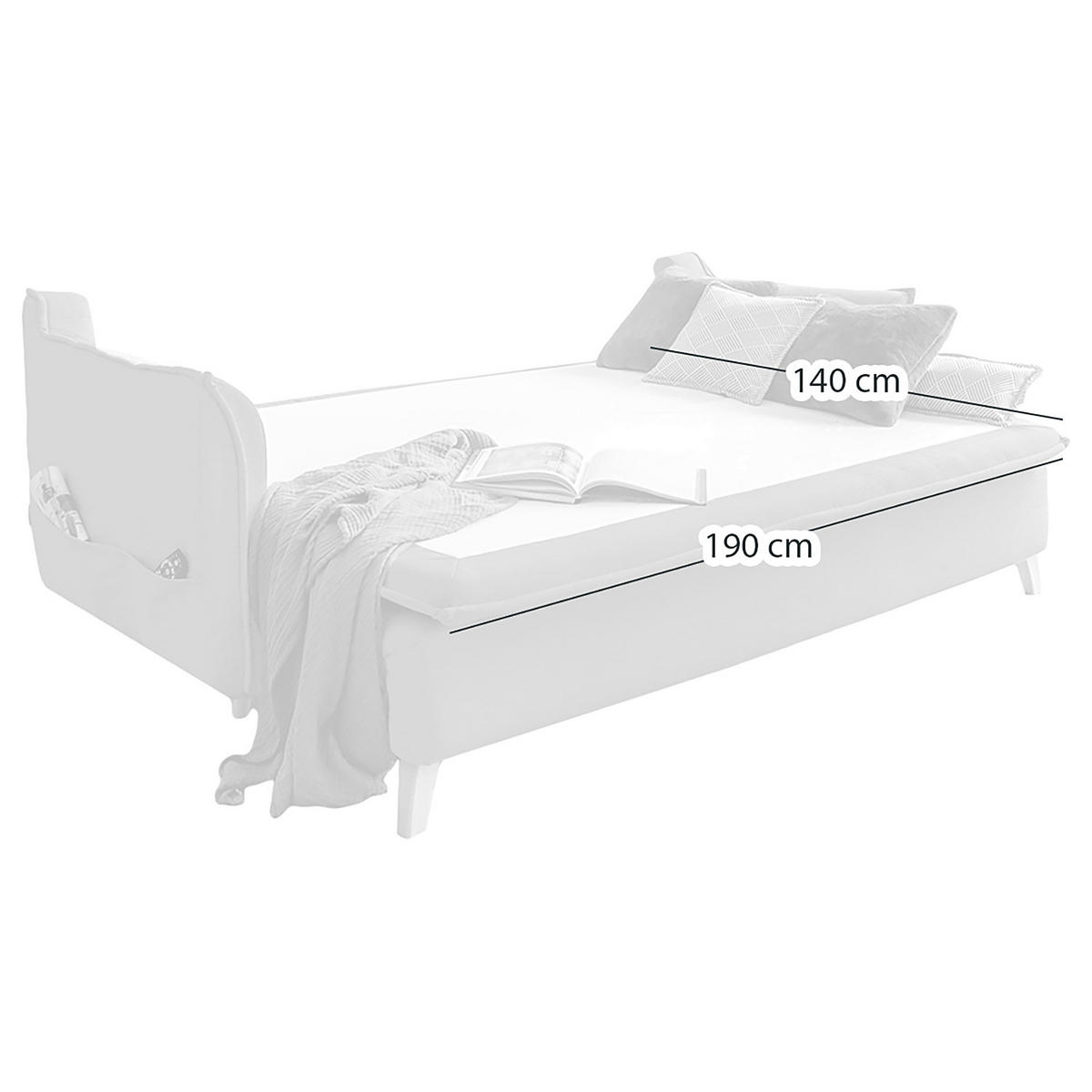 SCHLAFSOFA mit Holzfüßen - Webstoff - Beige/Buchefarben, Buchenholz/Textil (225/85/90cm) - home24