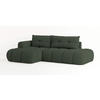 ECKSOFA FLUMA L-S Grün Boucle-Stoff mit Schlaffunktion - Grün, Holz (274/165cm) - MASSENO