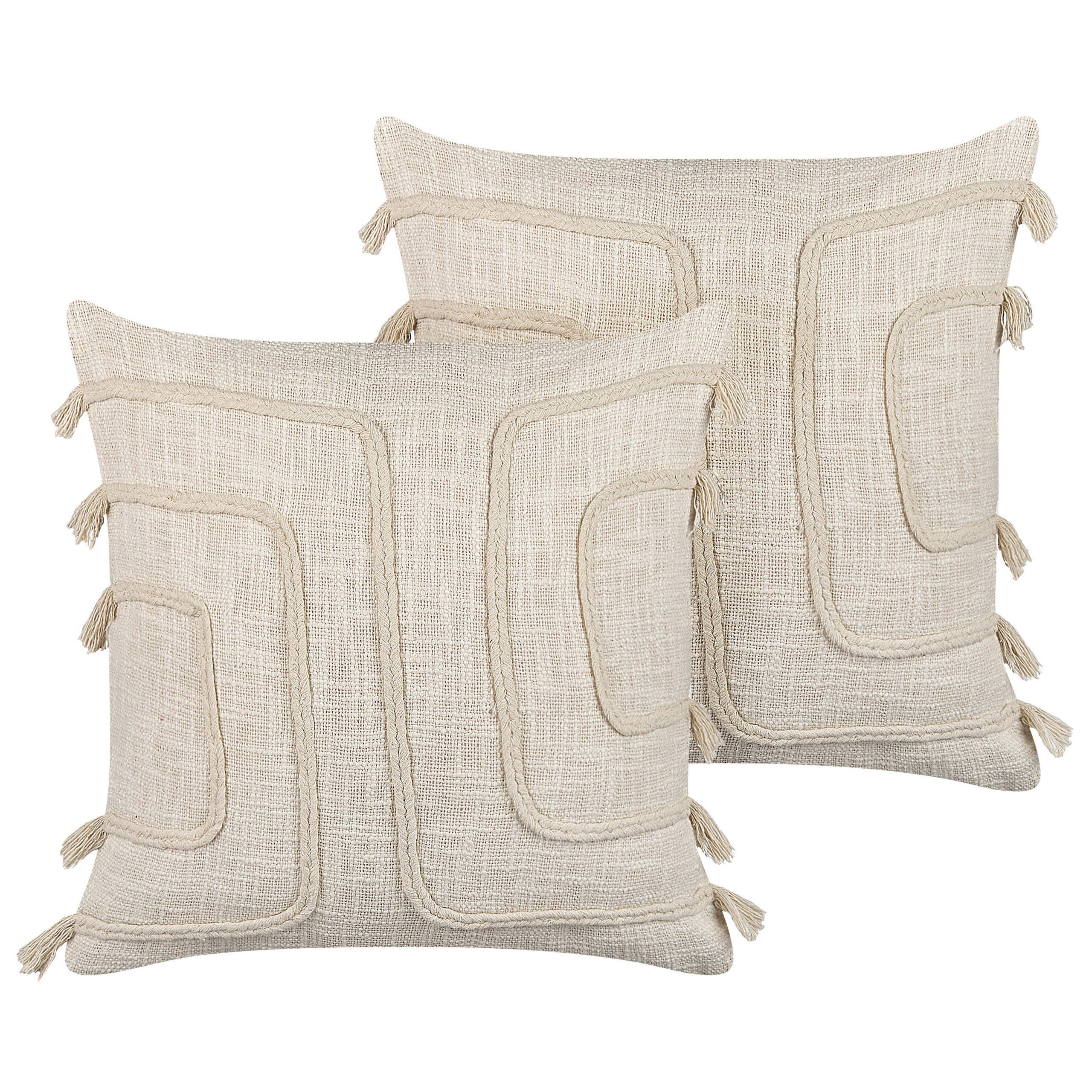 DEKOKISSEN 2er-Set Hellbeige 45/45 cm Pleione - Beige, Naturmaterialien/Textil (45/45cm) - Beliani