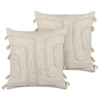 DEKOKISSEN 2er-Set Hellbeige 45/45 cm Pleione - Beige, Naturmaterialien/Textil (45/45cm) - Beliani