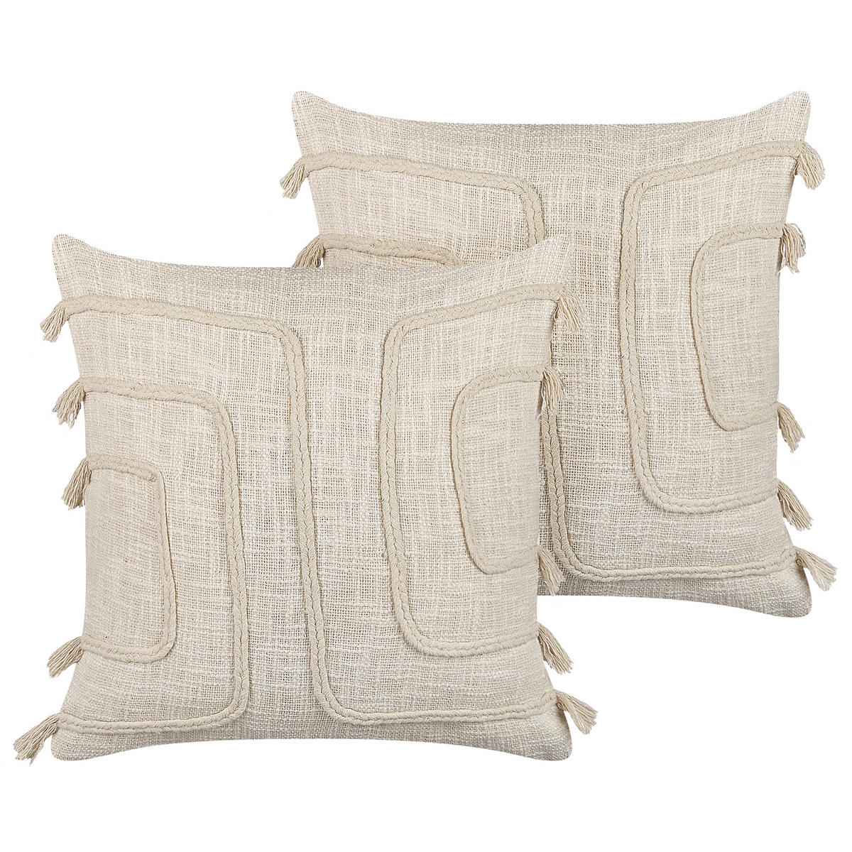 DEKOKISSEN 2er-Set Hellbeige 45/45 cm Pleione - Beige, Naturmaterialien/Textil (45/45cm) - Beliani