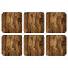 GLASUNTERSETZER 6er-Set Baumstamm - Holz - Textur 10x10 cm - Wildeiche, Naturmaterialien (10/0.2cm) - MuchoWow