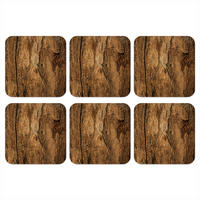 GLASUNTERSETZER 6er-Set Baumstamm - Holz - Textur 10x10 cm - Wildeiche, Naturmaterialien (10/0.2cm) - MuchoWow