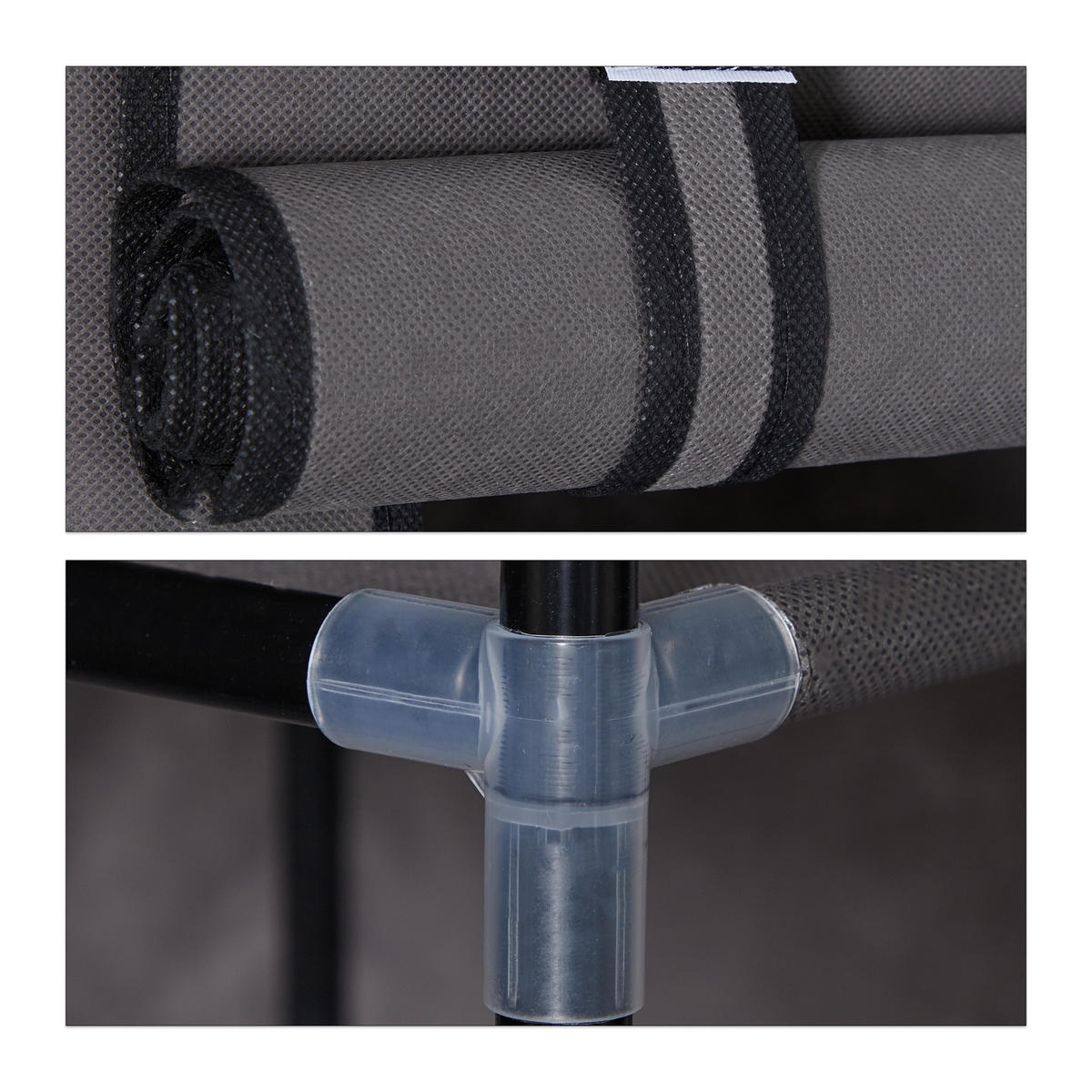 ROHOVÝ šatník - antracitová, kov/textil (100/169/83cm) - Relaxdays