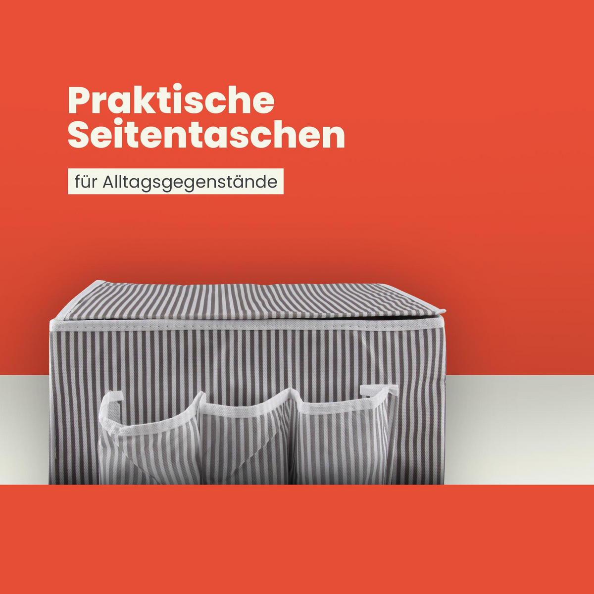 AUFBEWAHRUNGSBOX Stoff mit Holzgriffen faltbar 35x22x22 cm - Grau, Textil (22/22/35cm) - Bestlivings
