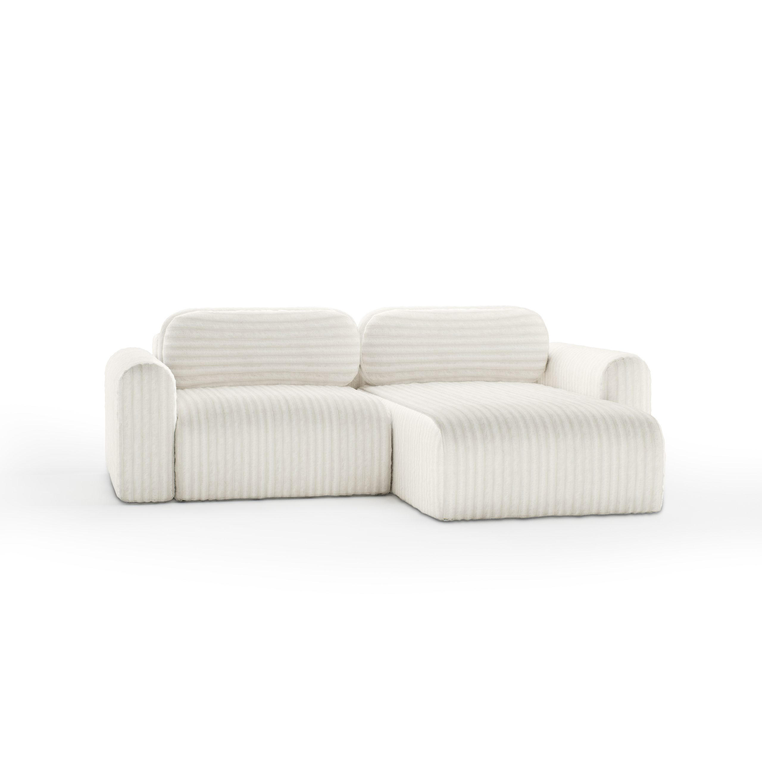 ECKSOFA mit Schlaffunktion Emmen Mini, Hellbeige - Beige, Textil (246/100cm) - Fedve