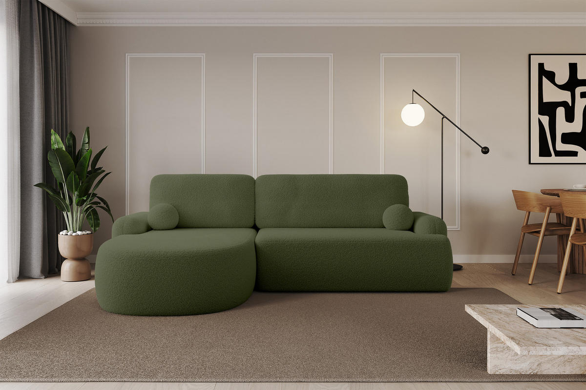 ECKSOFA mit Schlaffunktion und Bettkasten LIRA-L - 264x172x89 Grün - Grün, Holzwerkstoff/Textil (264/172cm) - ALTDECOR