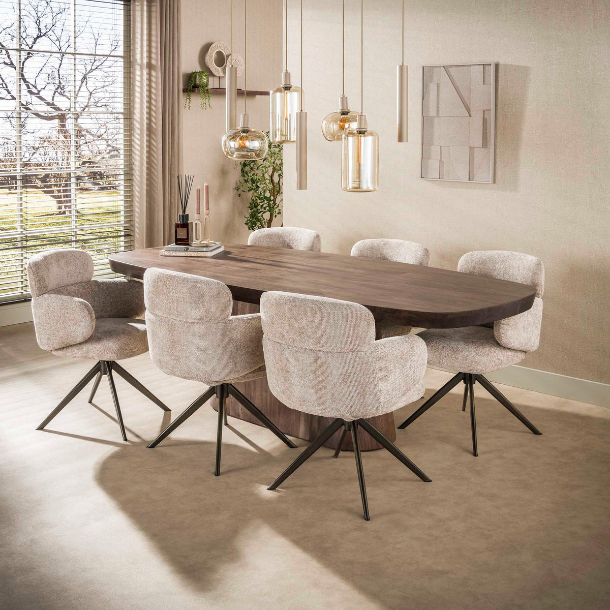 ESSZIMMERSTÜHLE Flex Beige 63/64/83 cm - 2er-Set - Beige, Textil (64/83/63cm) - Hoyz Collection