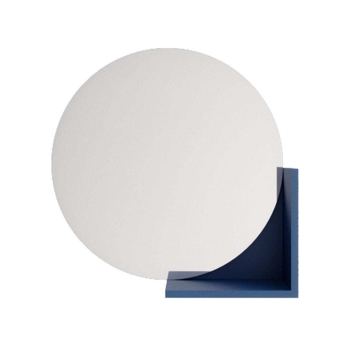 WANDSPIEGEL Lucija, Round 60 cm, mit Ablage, Marineblau - Dunkelblau, Holzwerkstoff (60/60/12cm) - Skandica