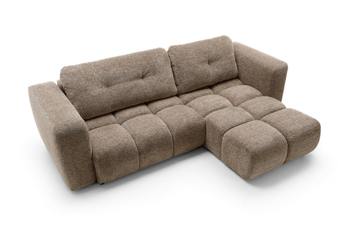 ECKSOFA ARTE 02 Braun Chenille mit Schlaffunktion - Braun, Holz (273/176cm) - MASSENO