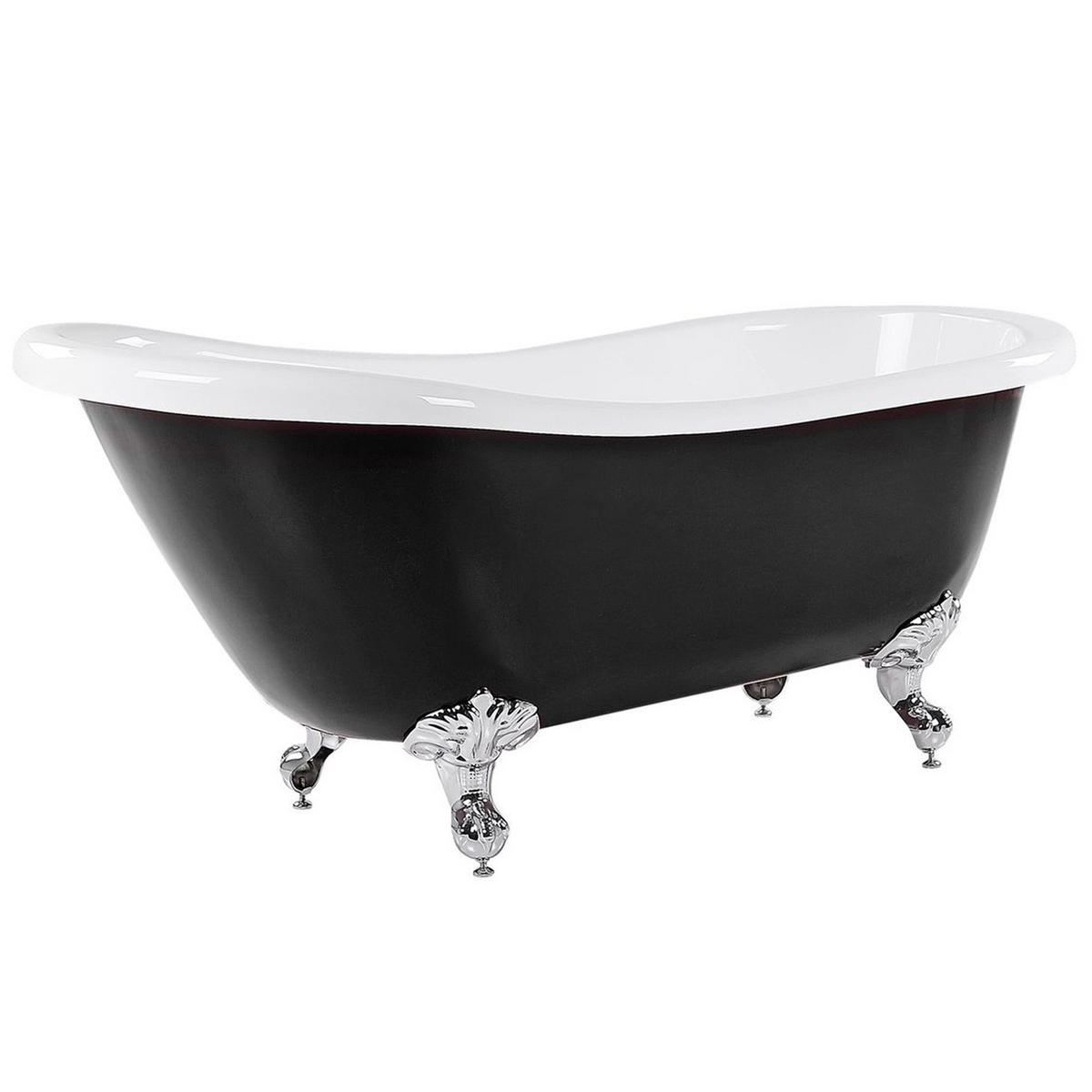 BADEWANNE FREISTEHEND 77x153x74 cm schwarz Cayman - Schwarz, Kunststoff (77/74/153cm) - Beliani