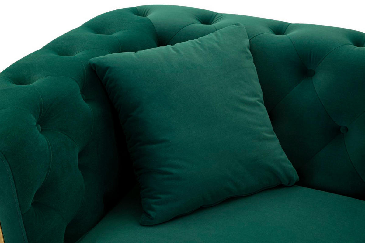 2-SITZER Sofa gesteppt Emy - Dunkel Grün - Grün, Holz/Holzwerkstoff (162/76/83cm) - Pasmara