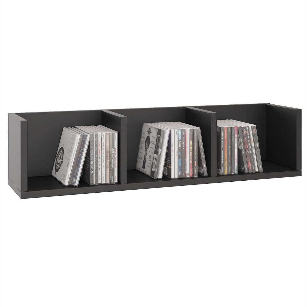 CD/DVD- REGAL STARS - Schwarz, Holzwerkstoff (75/18/18cm) - CARO-Möbel