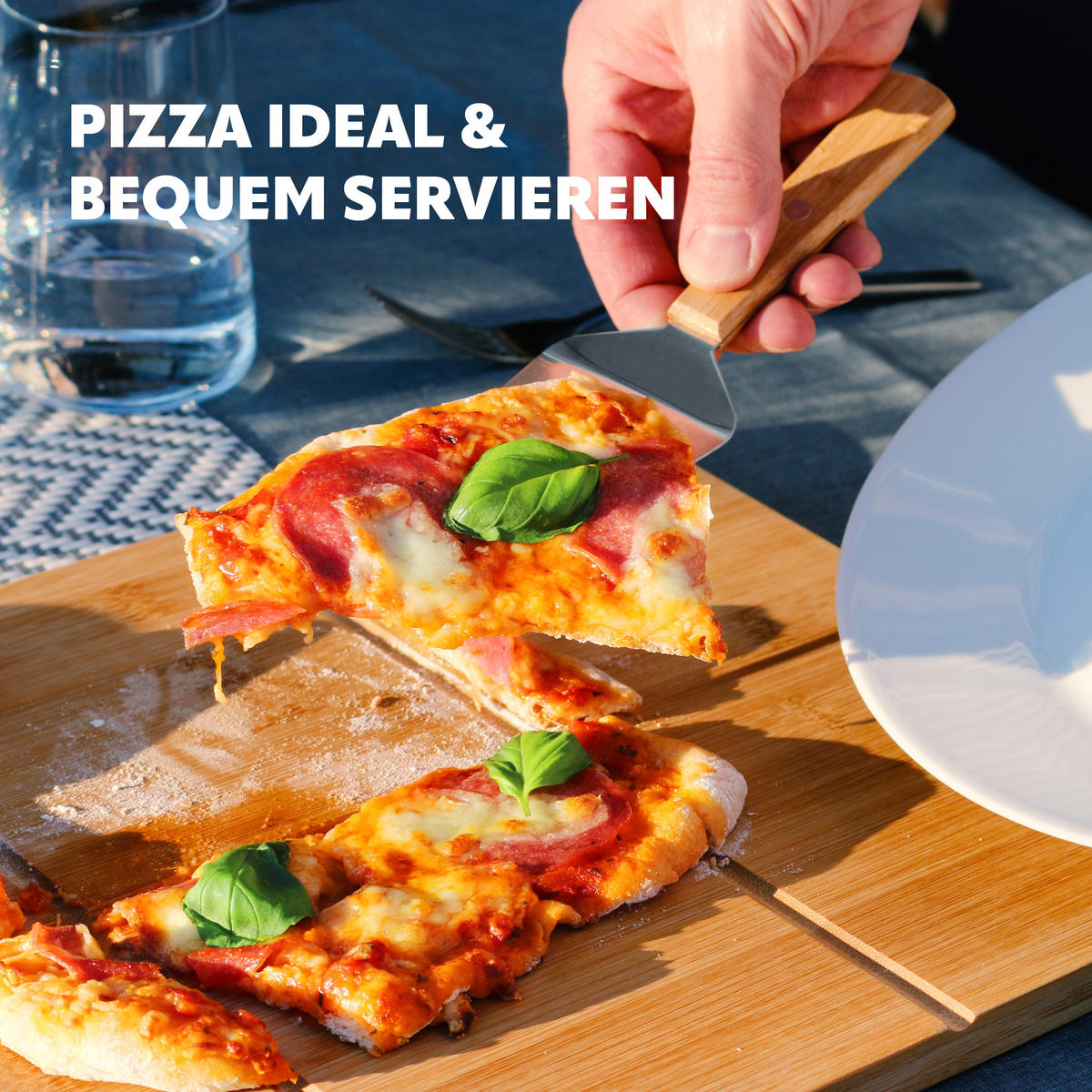 PIZZASERVIER 3er-Set, Edelstahl und Bambus - Braun, Holz (40/30cm) - bremermann