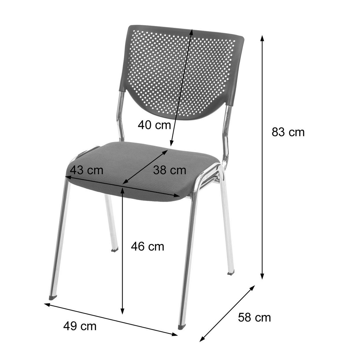 BESUCHERSTUHL Grau 4er-Set - Grau, Textil (49/83/58cm) - MCW
