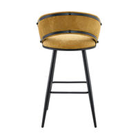 BARHOCKER Gelb mit Samtbezug und schwarzem Metallgestell - Gelb, Metall (50.5/98.5/56cm) - MIVRAY