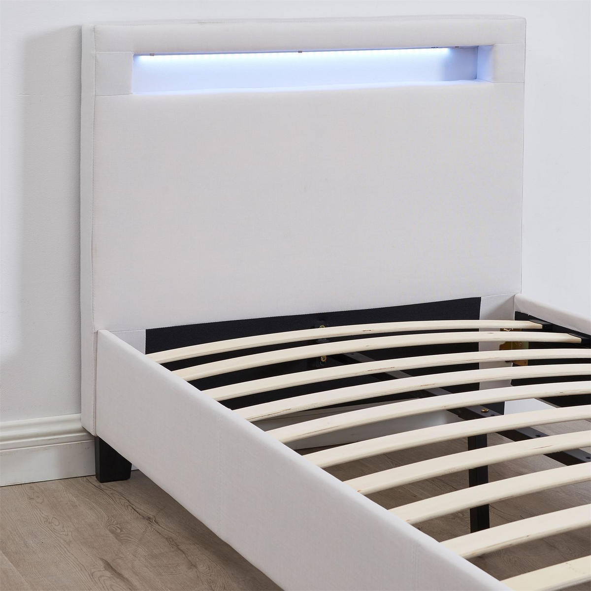 POLSTERBETT MIT LED HIMALAYA 90x200 cm weiß - Weiß, Textil (90/200cm) - CARO-Möbel