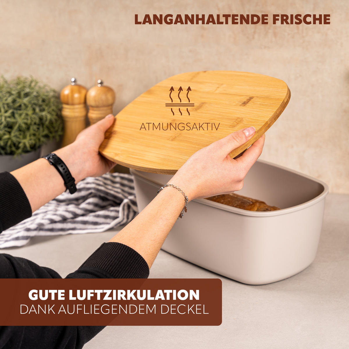 BROTAUFBEWAHRUNGS-SET 2tlg., Kunststoff, Metall, hellgrau - Hellgrau, Kunststoff (37/13.5/22.5cm) - eluno